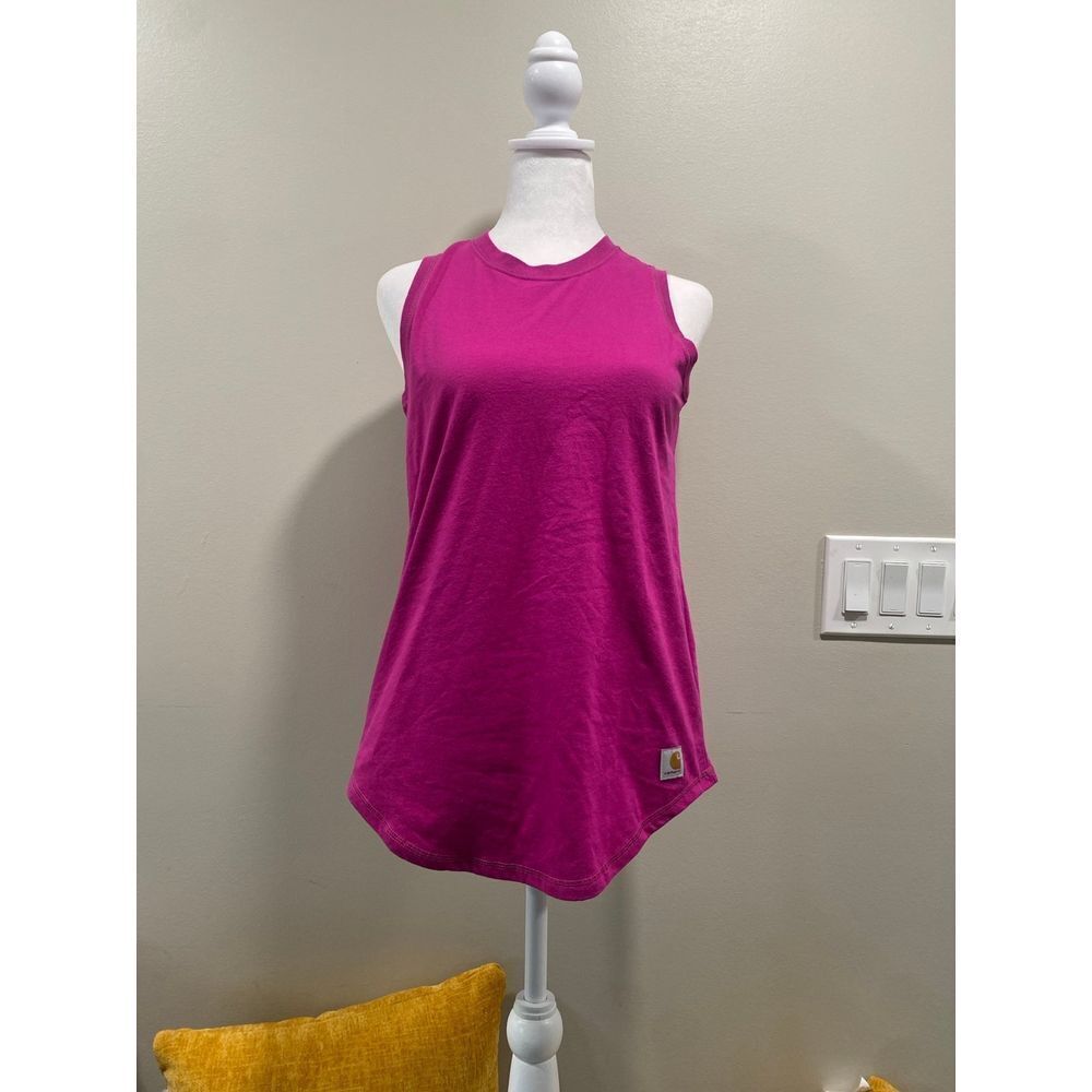 Carhartt Force Womens High Neck Tank Top Magenta Pink Sleeveless Shirt New